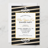 Invitation Flocons de neige | Black Stripes Soirée du Nouvel  (Devant)