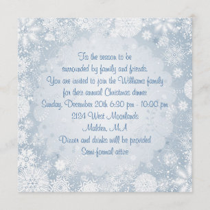 Invitation Flocons de neige blancs sur la fête de vacances