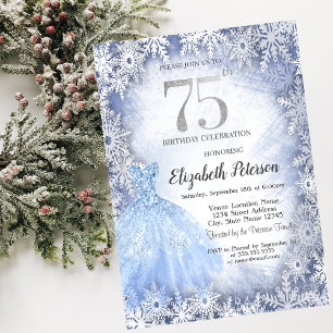 Invitation Flocons de Neige Bleu de Gala 75e Anniversaire