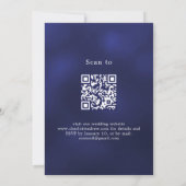 Invitation Flocons de neige bleu marine mariage d'hiver Code (Dos)