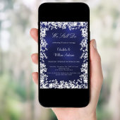 Invitation Flocons de neige bleu marine Renouvellement du voe