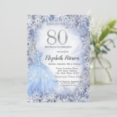 Invitation Flocons de neige bleus de soirée Hiver 80e anniver (Debout devant)