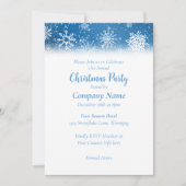 Invitation Flocons de neige bleus Fête de Noël blanche classi (Devant)