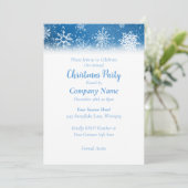 Invitation Flocons de neige bleus Fête de Noël blanche classi (Debout devant)