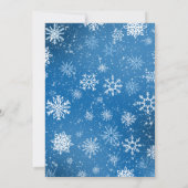 Invitation Flocons de neige bleus Fête de Noël blanche classi (Dos)