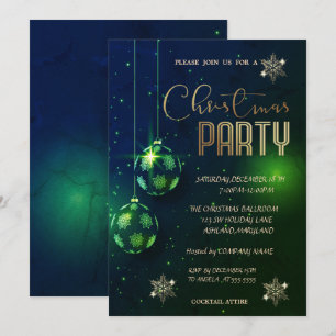 Invitation Flocons de neige Boules vertes Noël Corporatif