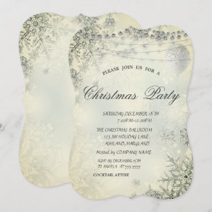 Invitation Flocons de neige chic,Lumières,Ballon,Fête de Noël