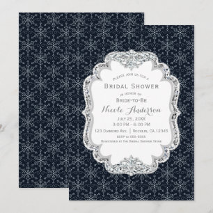 Invitation Flocons de Neige Cristallins de Bling Élégant pour