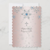 Invitation Flocons de Neige Cristaux Argent Perle Bleue Rose  (Dos)