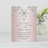 Invitation Flocons de Neige Cristaux Argent Perle Bleue Rose  (Debout devant)