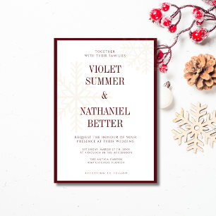 Invitation Flocons de neige d'argent ancien Bourgogne Mariage