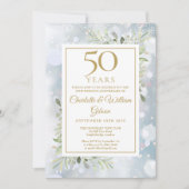 Invitation Flocons de neige de l'anniversaire des 50 ans en o (Devant)