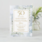 Invitation Flocons de neige de l'anniversaire des 50 ans en o (Debout devant)