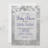 Invitation Flocons de neige de marine blanche shower rustique (Devant)