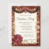 Invitation Flocons de neige d'or, fête de Noël de (Devant)