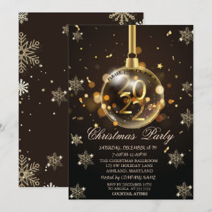 Invitation Flocons de neige dorés, Boule de Noël 2022 Société