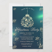 Invitation Flocons de neige dorés,Boule de Noël dorée de la s (Devant)