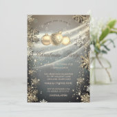 Invitation Flocons de neige dorés Boules Brillant Soirée d'en (Debout devant)