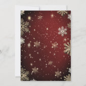 Invitation Flocons de neige dorés,Boules de Noël Rouges Soiré (Dos)