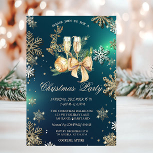 Invitation Flocons de neige dorés,Boules de Noël,Société Rein