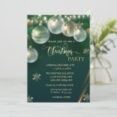 Invitation Flocons de neige dorés, Boules Noël vert (Debout devant)