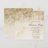 Invitation Flocons de neige dorés, boules paillettes Noël d'e (Devant / Derrière)