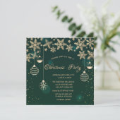 Invitation Flocons de neige dorés,Boules Vert Noël d'entrepri (Debout devant)