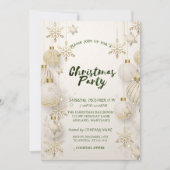 Invitation Flocons de neige dorés chics, Boules Soirée d'entr (Devant)