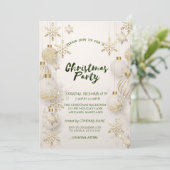 Invitation Flocons de neige dorés chics, Boules Soirée d'entr (Debout devant)