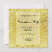 Invitation Flocons de neige dorés élégants & paillettes Noël (Devant)