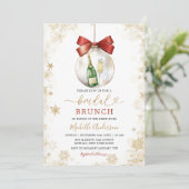 Invitation Flocons de neige dorés Noël Boule Mariage Petit-dé (Debout devant)