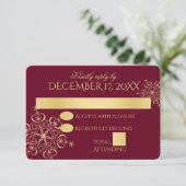 Invitation Flocons de Neige Dorés Réponse de Mariage d'Hiver (Debout devant)