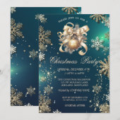 Invitation Flocons de Neige Dorés, Société de Boule de Noël V (Devant / Derrière)