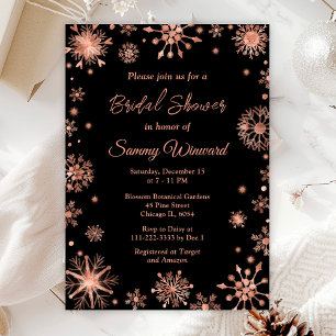 Invitation Flocons de neige en or rose pour Baby Shower hiver