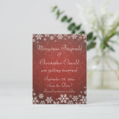 Invitation Flocons de neige et damas rouge Enregistrez la dat (Debout devant)