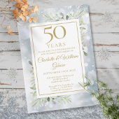 Invitation Flocons de neige Feuillage de verdure pour le 50e