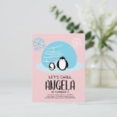 Invitation Flocons de Neige Igloo Manchot Anniversaire d'Hive (Debout devant)