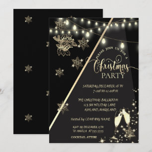Invitation Flocons de neige, Lumières, Soirée de Noël de la c