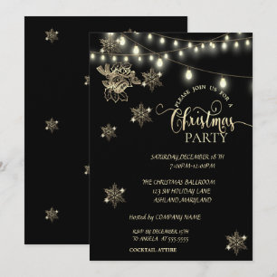 Invitation Flocons de neige, Lumières, Soirée de Noël de la s