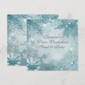 Invitation Flocons de Neige Magiques de Merveilleu (Devant / Derrière)