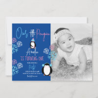 Flocons de Neige Manchots Rose Bleu 1er Anniversai
