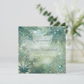 Invitation Flocons de neige Merveilleux Hiver Doré (Debout devant)