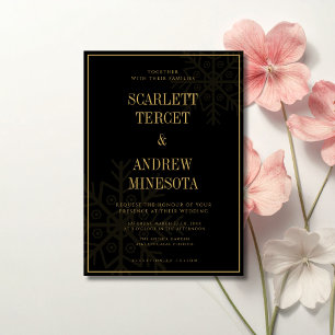 Invitation Flocons de neige noirs Cadre Guiet Noël Mariage