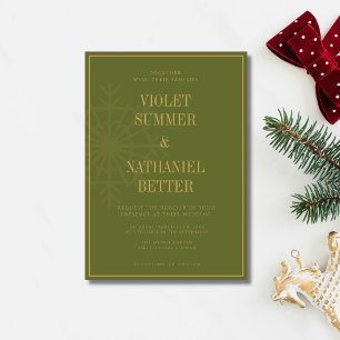 Invitation Flocons de neige olivâtre Guiet bordure Noël maria