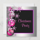 Invitation Flocons de Neige Ornements Rose Chaud Fête de Noël (Devant)
