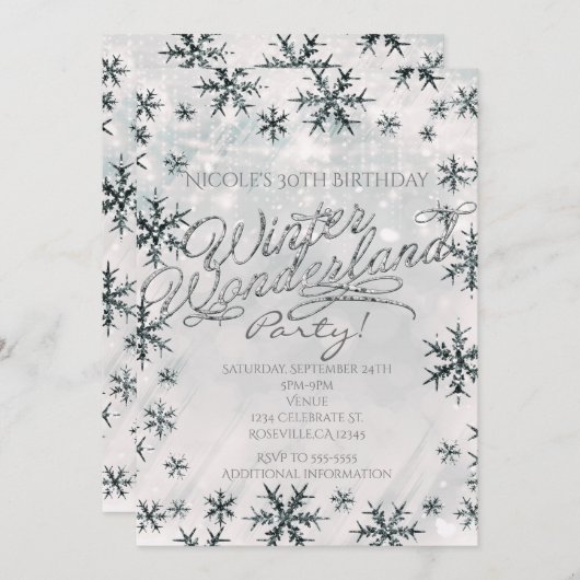 Invitation Flocons de Neige Pays des Merveilles d' (Devant / Derrière)