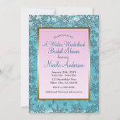 Invitation Flocons de neige rose sarcelle Fête de mariage d'h (Devant)