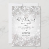 Invitation Flocons de neige scintillants blancs Mariage hiver (Devant)