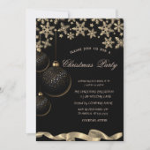 Invitation Flocons de neige scintillants Boules noires Noël d (Devant)