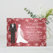Invitation Flocons de neige sur le dîner rouge de répétition (Debout devant)